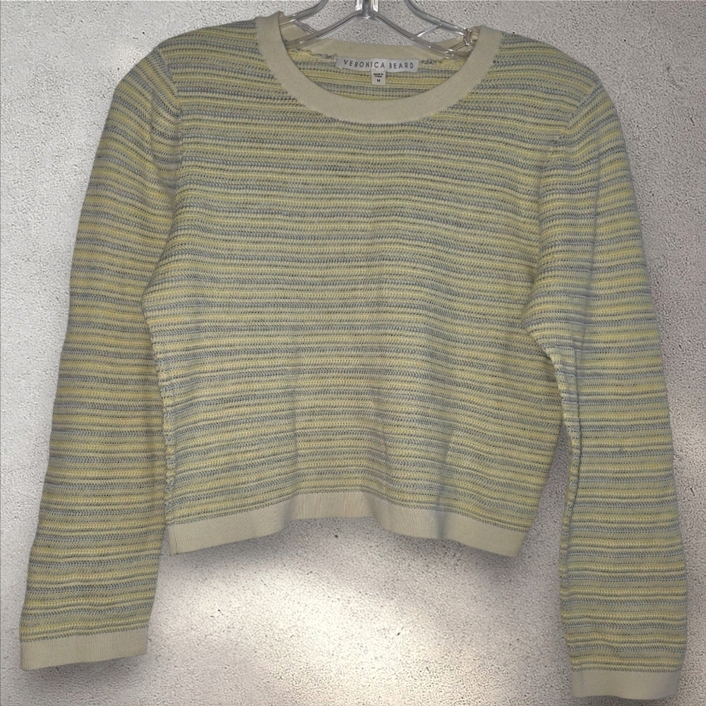 Veronica Beard Boise Striped Cotton Sweater Size Medium